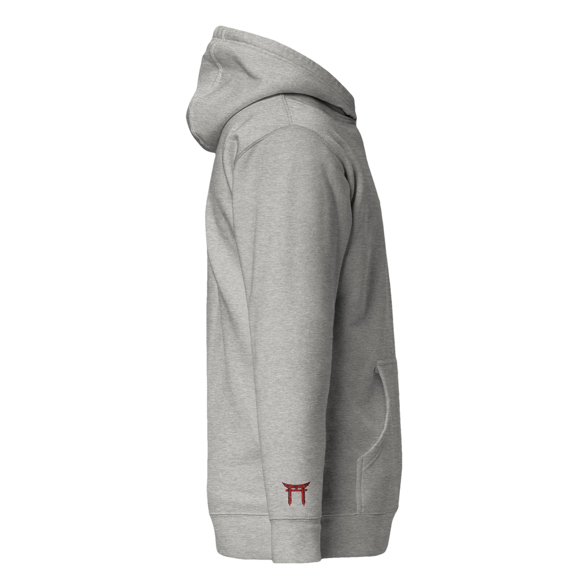 Hoodie Signature brodé clair en coton bio Ink Pick Me, logo noir et torii – photo 6