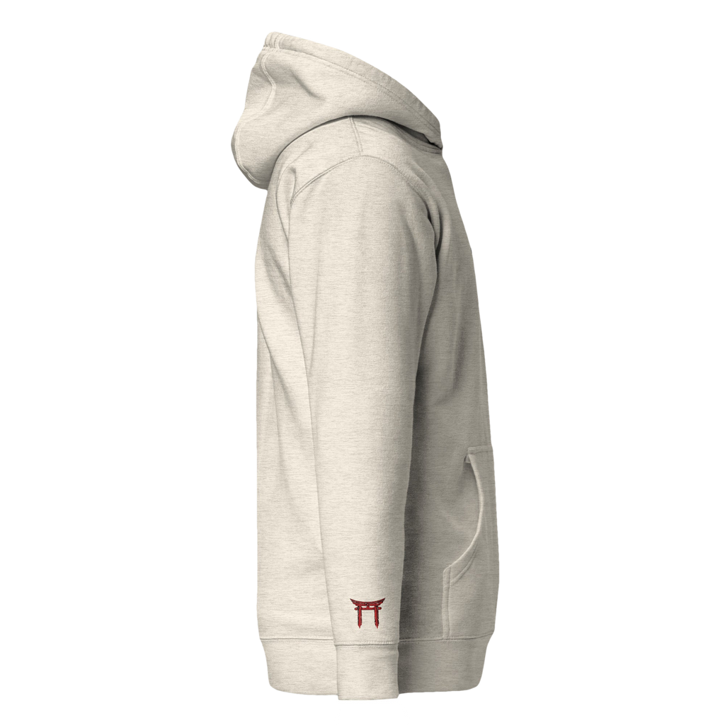 Hoodie Signature brodé clair en coton bio Ink Pick Me, logo noir et torii – photo 8