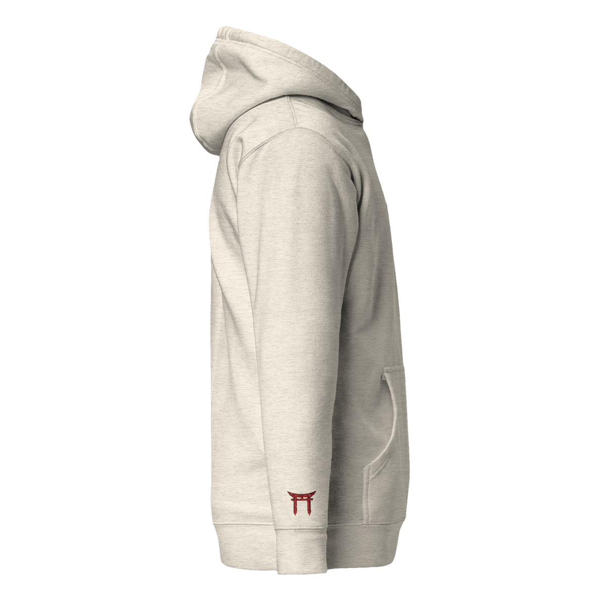 Hoodie Signature brodé clair en coton bio Ink Pick Me, logo noir et torii – photo 8