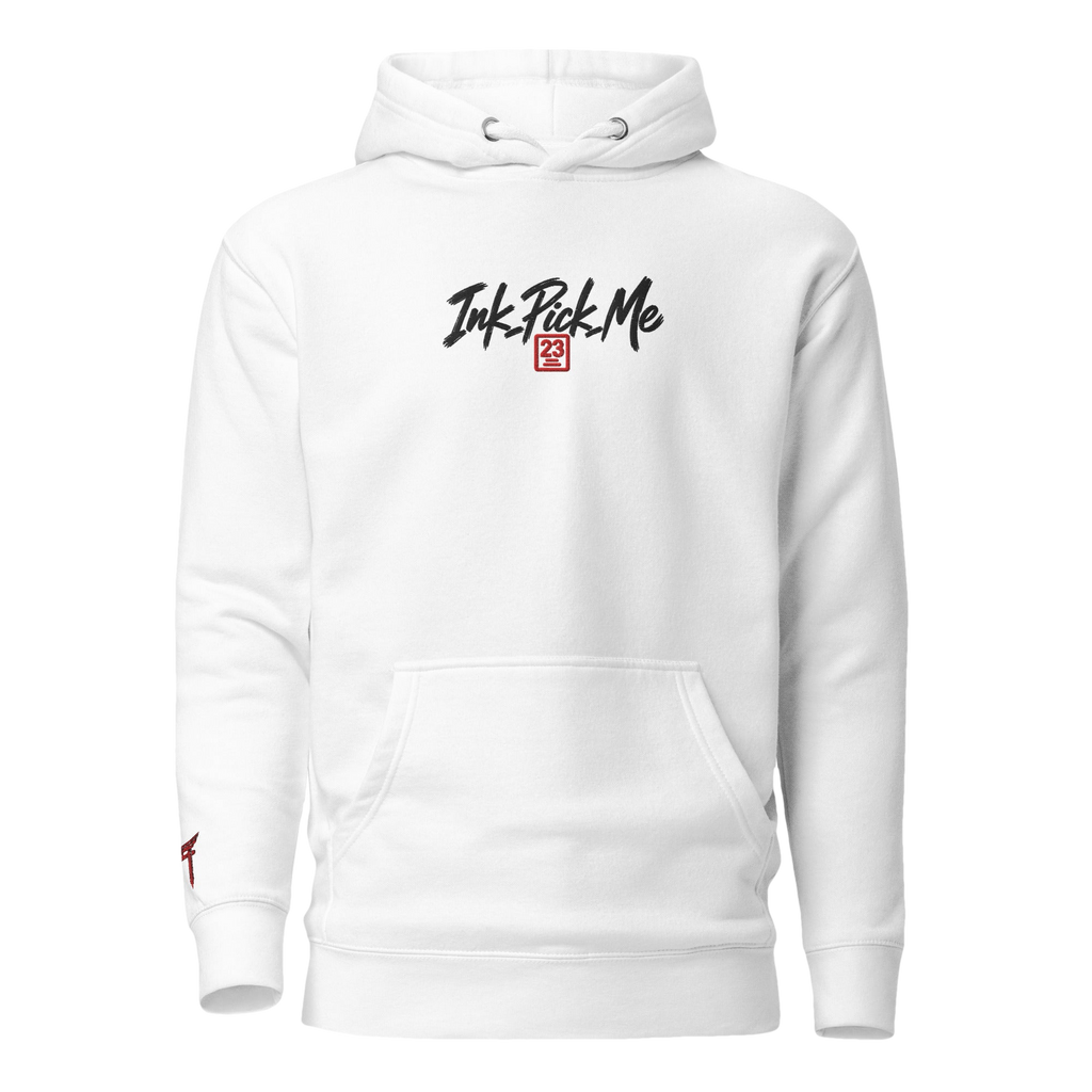 Hoodie Signature brodé clair en coton bio Ink Pick Me, logo noir et torii – photo 9