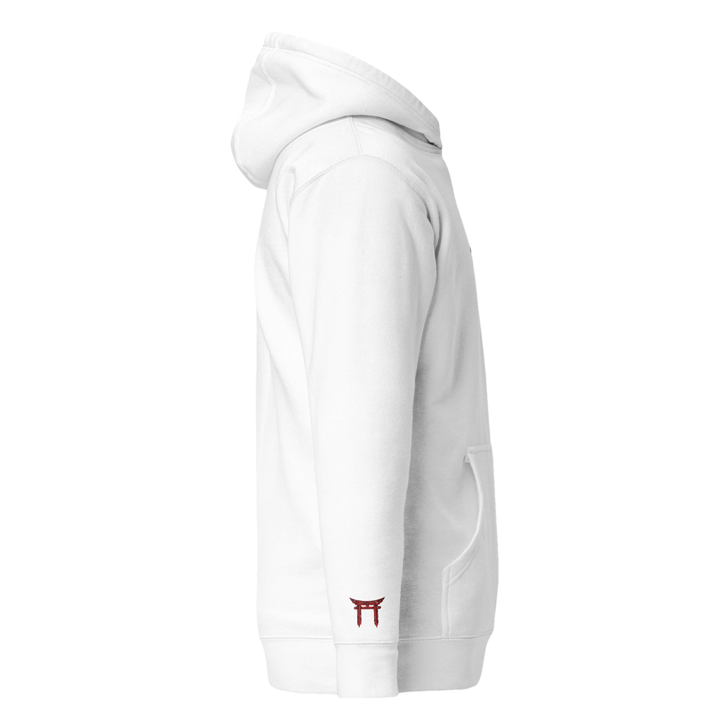 Hoodie Signature brodé clair en coton bio Ink Pick Me, logo noir et torii – photo 10