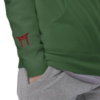 Hoodie Signature brodé noir en coton bio Ink Pick Me, logo et torii rouge – photo 5