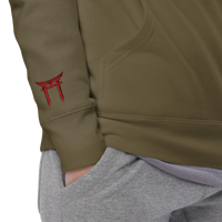 Hoodie Signature brodé noir en coton bio Ink Pick Me, logo et torii rouge – photo 6