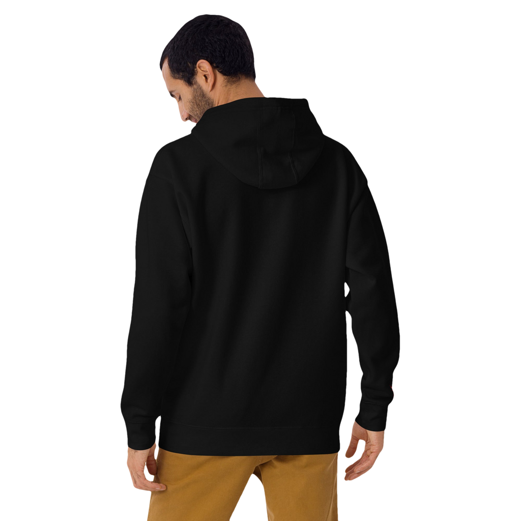 Hoodie Signature brodé noir en coton bio Ink Pick Me, logo et torii rouge – photo 7