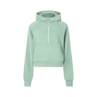 Hoodie court demi-zip vert menthe Ink Pick Me, poche avant – vue de face