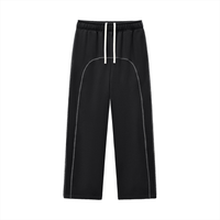 Pantalon de jogging polaire noir Ink Pick Me à surpiqûres contrastées, cordon de serrage – vue de face
