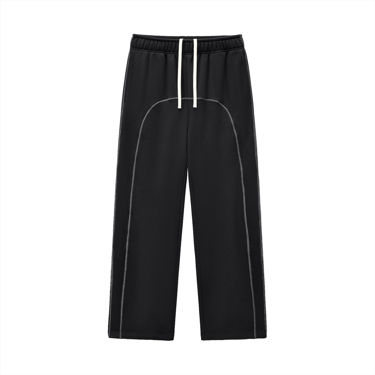 Pantalon de jogging polaire noir Ink Pick Me à surpiqûres contrastées, cordon de serrage – vue de face
