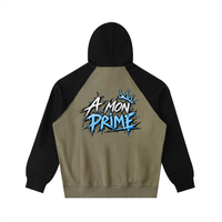 Hoodie oversize Urban Crown Ink Pick Me gris-vert et noir, lettrage graffiti bleu