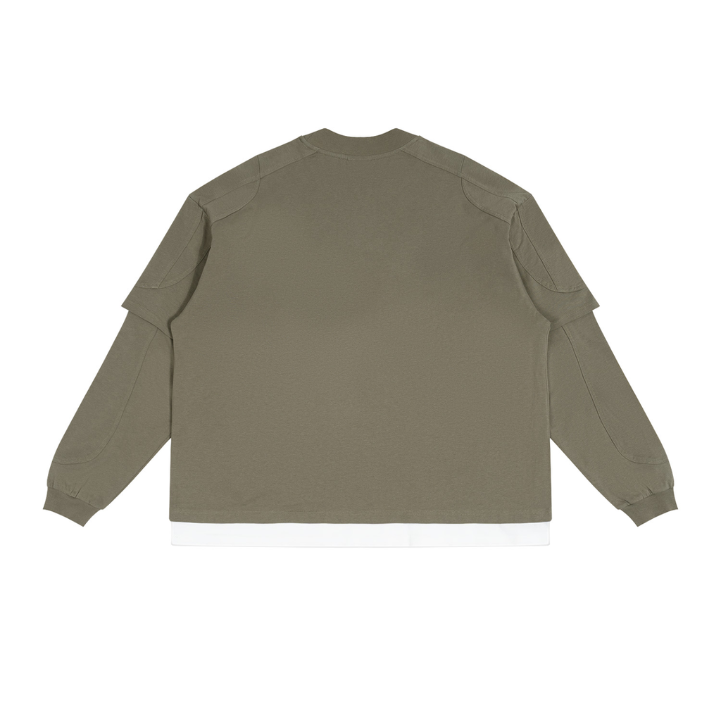 T-shirt manches longues effet superposé kaki Ink Pick Me – vue de dos