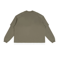 T-shirt manches longues effet superposé kaki Ink Pick Me – vue de dos