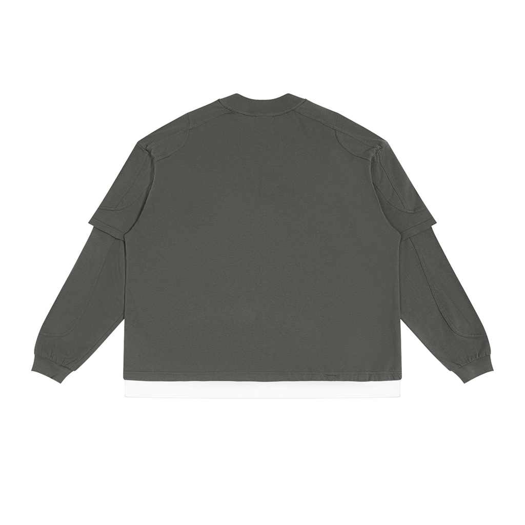 T-shirt manches longues effet superposé gris foncé Ink Pick Me – vue de dos