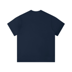 Solid navy blue unisex t-shirt with a classic round neck and short sleeves, featuring a regular fit.
