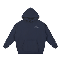 Hoodie Rester soi Ink Pick Me bleu marine, petit motif côté cœur – vue de face