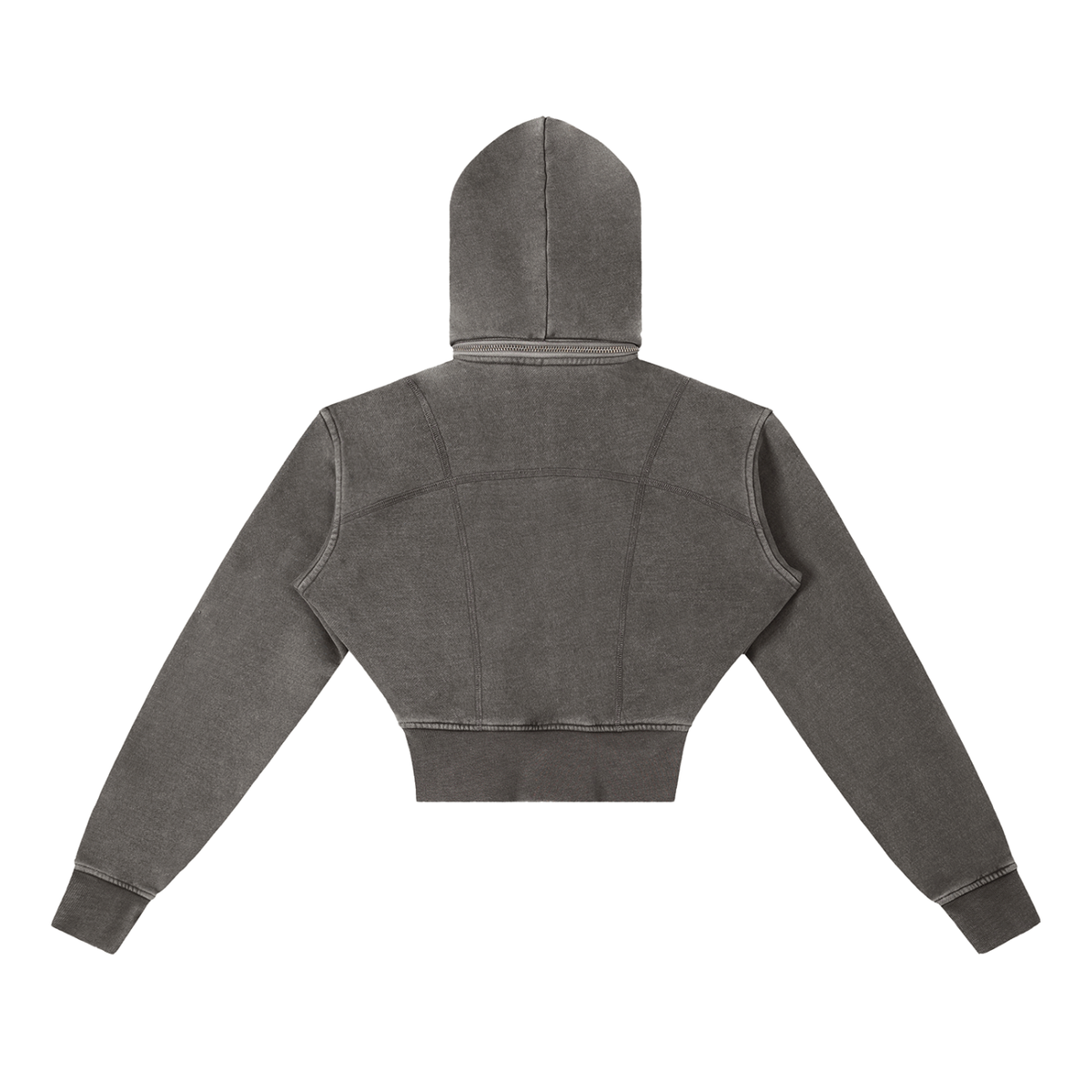 Hoodie cropped zippé gris foncé délavé Ink Pick Me – vue de dos