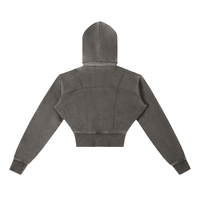 Hoodie cropped zippé gris foncé délavé Ink Pick Me – vue de dos