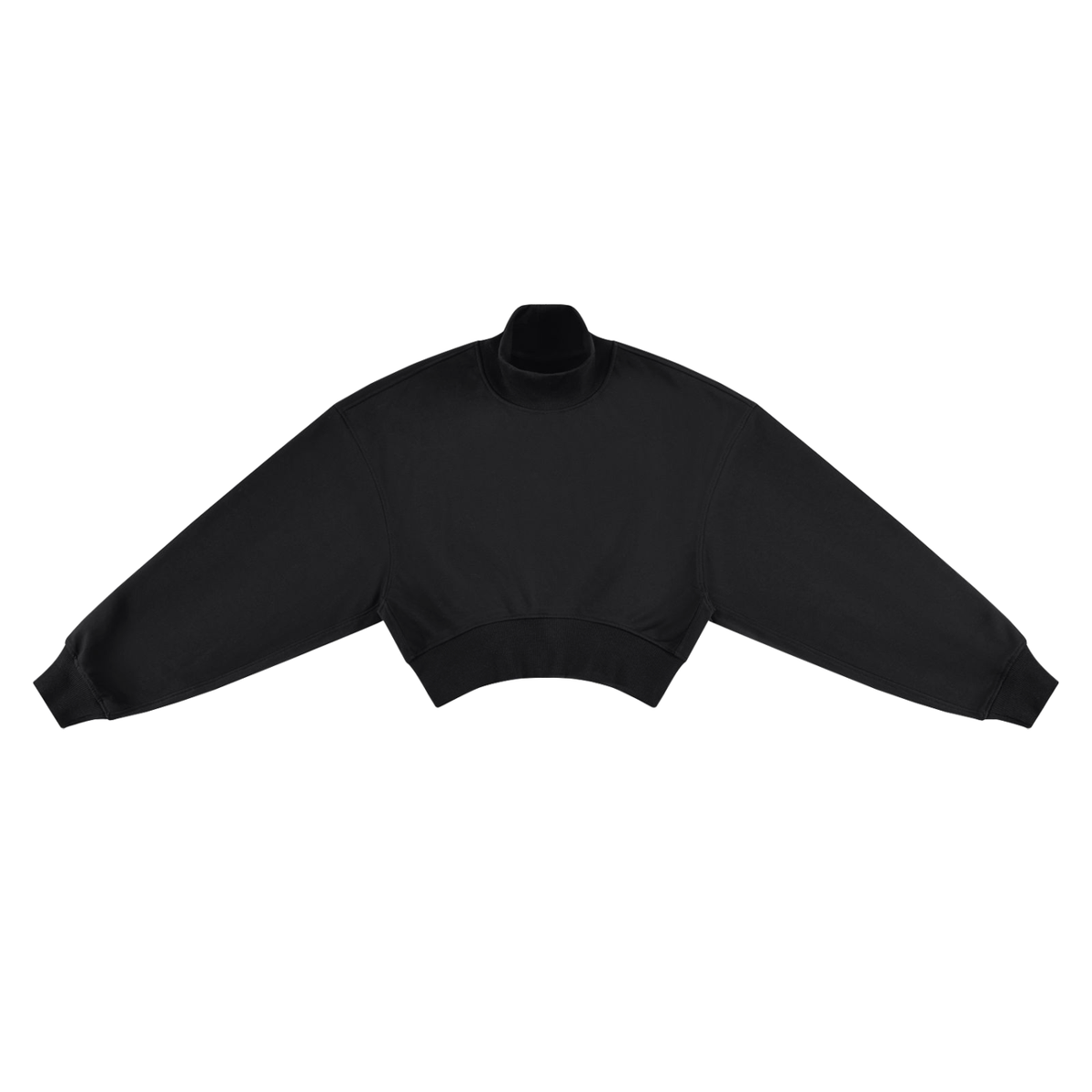 Sweat court col montant noir Ink Pick Me, manches volumineuses – vue de face