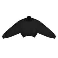 Sweat court col montant noir Ink Pick Me, manches volumineuses – vue de face