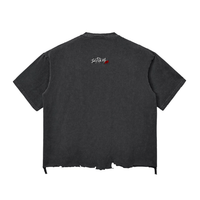 T-shirt oversize noir délavé Ink Pick Me, signature 23 sous le col – vue de dos