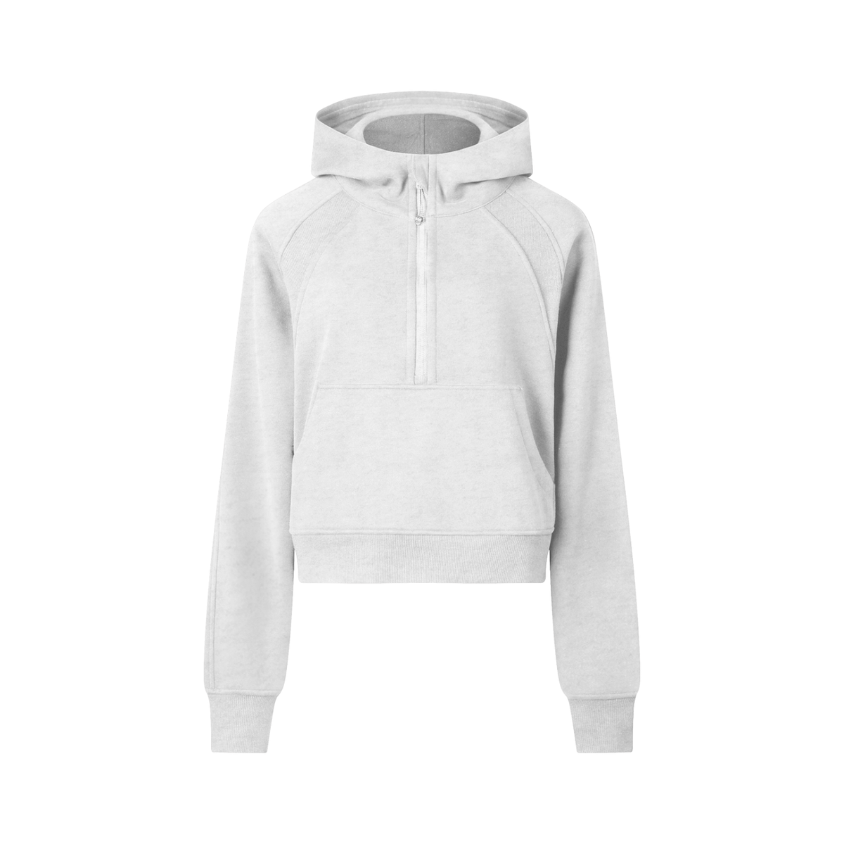 Hoodie court demi-zip gris clair Ink Pick Me, manches raglan – vue de face