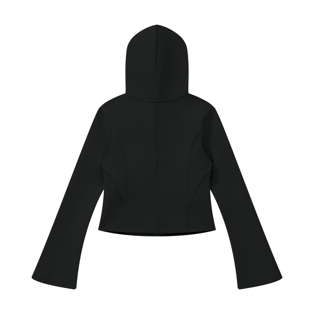 Sweat à capuche zippé court femme Ink Pick Me, manches évasées – photo 4
