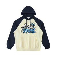 Hoodie oversize Urban Crown Ink Pick Me abricot clair et bleu marine, lettrage bleu et couronne