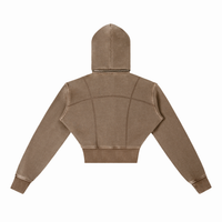 Hoodie cropped zippé café délavé Ink Pick Me – vue de dos