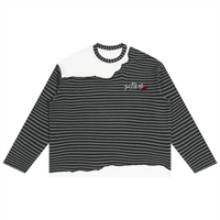 Pull rayé noir et gris Signature Underground Ink Pick Me, empiècement blanc – vue de face