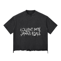 T-shirt oversize noir délavé « Souvent imité jamais égalé » Ink Pick Me – vue de face