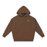 Hoodie Rester soi Ink Pick Me marron café, petit motif côté cœur – vue de face