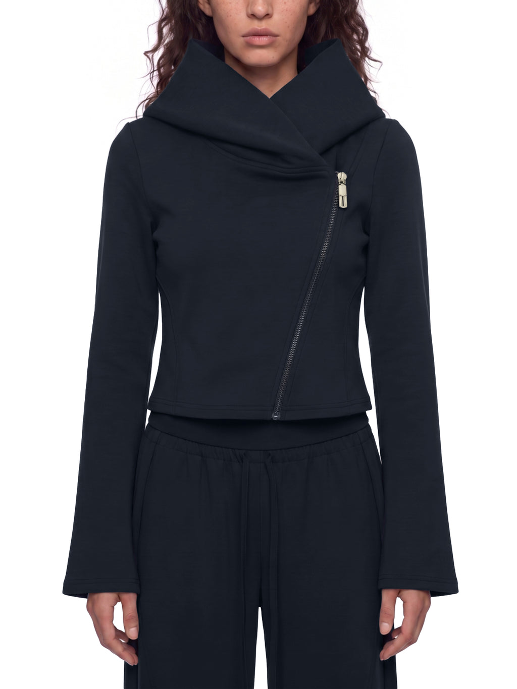 Sweat à capuche zippé court femme Ink Pick Me, manches évasées – photo 1