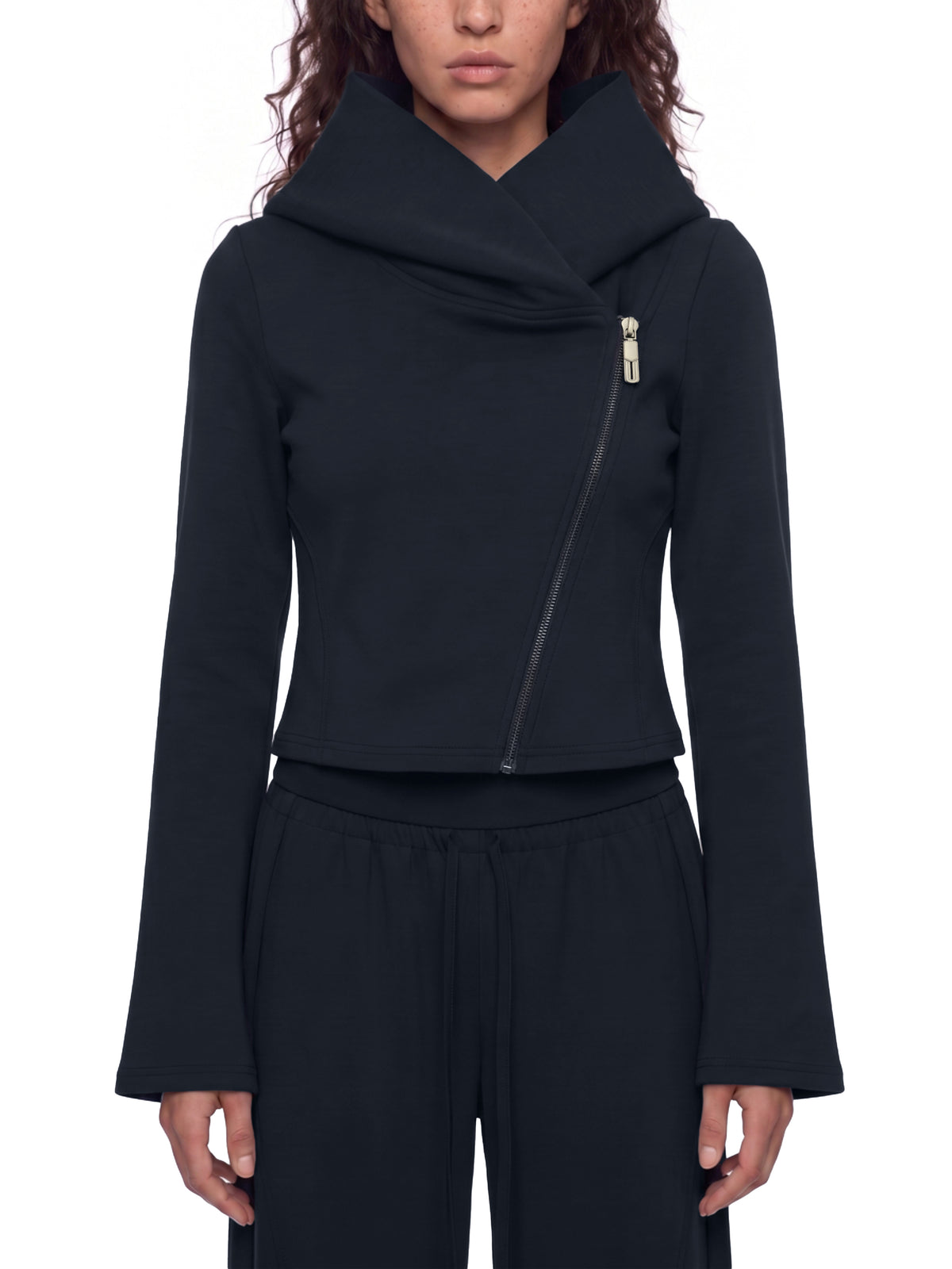 Sweat à capuche zippé court femme Ink Pick Me, manches évasées – photo 1