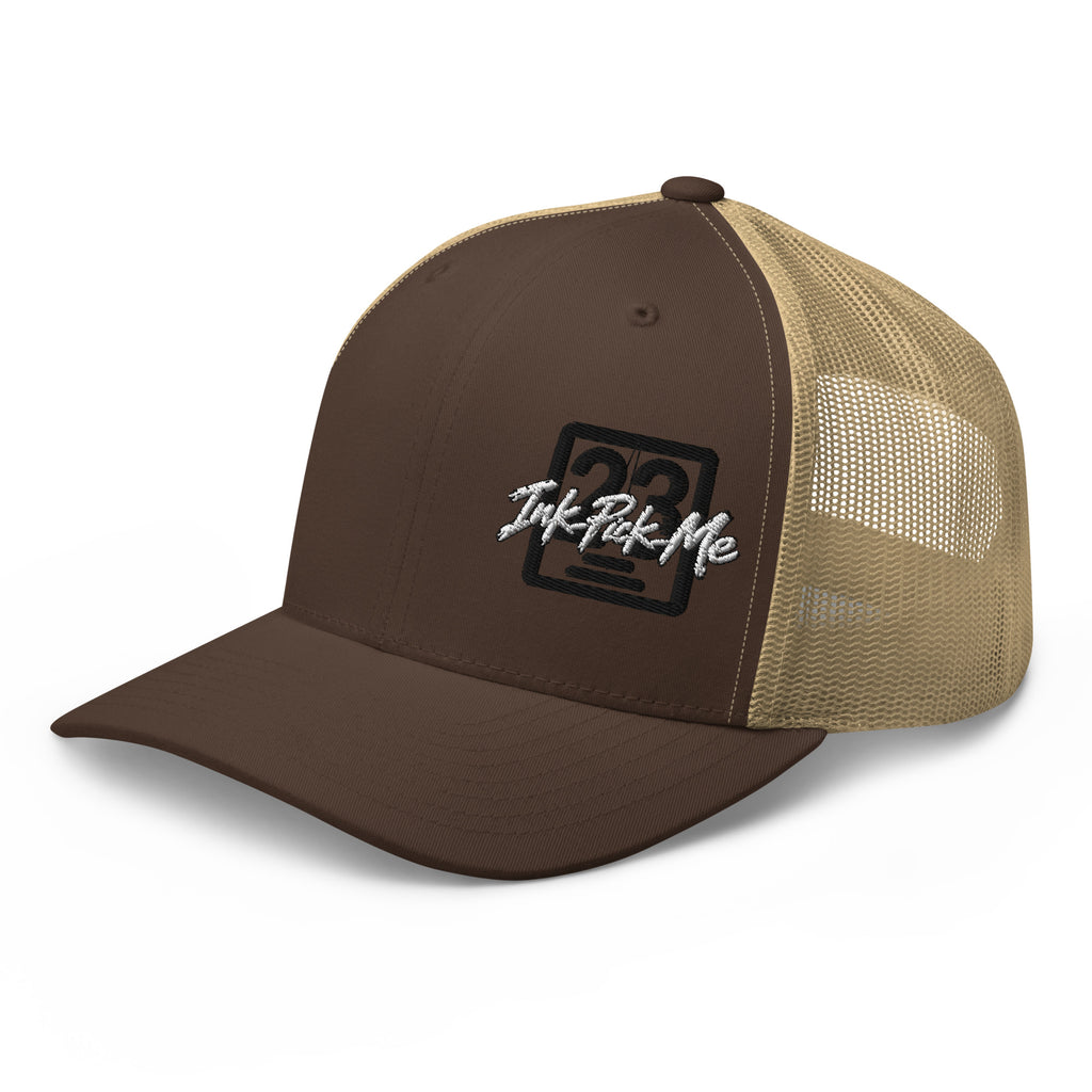 Casquette trucker Signature marron et kaki Ink Pick Me